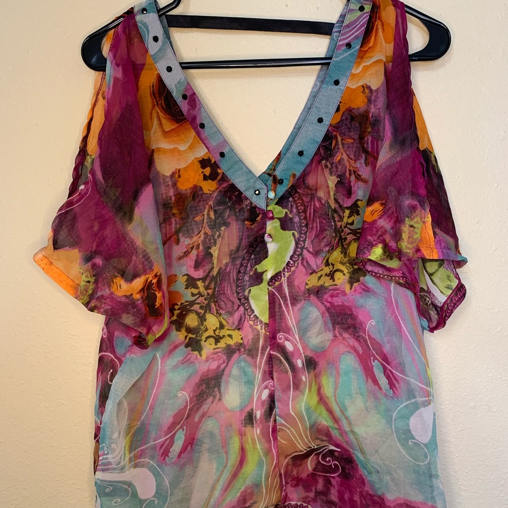 Daytrip Colorful Open Shoulder Top